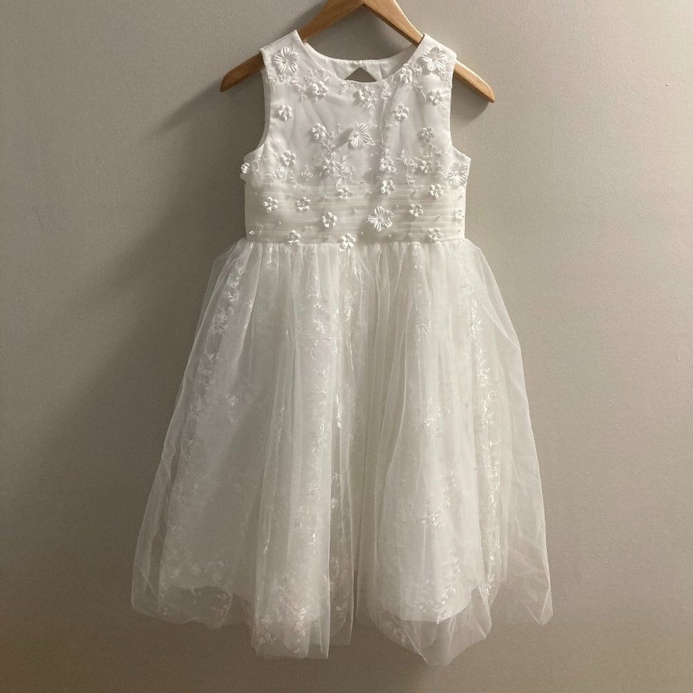 A-line Scoop Tea-Length Lace/Tulle Flower Girl Dress